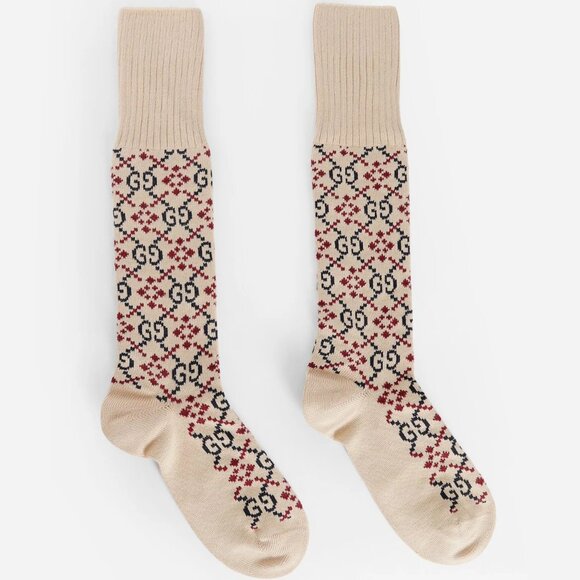 NWT Authentic Gucci GG Diamond Socks in Beige - Picture 6 of 7